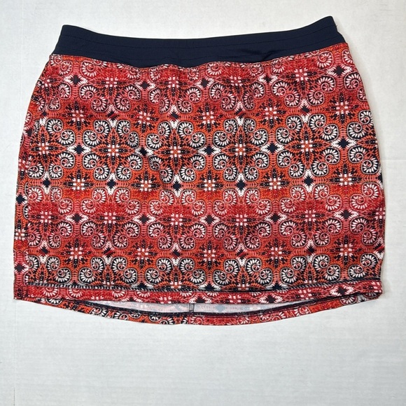 St John’s Bay Paisley Print Stretch Skort Navy Blue Elastic Wide Waistband Sz L - Picture 7 of 11